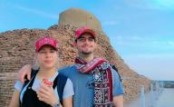 MOHENJO DARO, PAKISTAN, APR 25: A tourist couple from Australia are visiting and expressed keen interest in the historical ruins of the World Heritage Monuments of Mohenjo Daro on Thursday, April 25, 2024. (Samad Jamal\/PPI Images