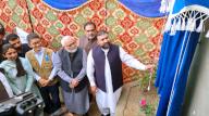 QUETTA, PAKISTAN, APR 25: Balochistan Chief Minister, Mir Sarfaraz Bugti inaugurating the construction of houses for flood victims developed by the United Nations Development Programme (UNDP) during ceremony held in Quetta on Thursday, April 25, 2024. (Sami Khan\/PPI Images