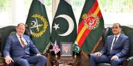 RAWALPINDI, PAKISTAN, MAY 01: Chief of Army Staff (COAS), General Syed Asim Munir exchanging views with General Sir Patrick Sanders, Chief of General Staff of UK Army during meeting held at General Headquarters (GHQ) in Rawalpindi on Wednesday, May 1, 2024. (PPI Images