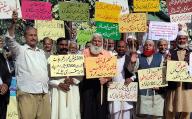 LAHORE, PAKISTAN, MAY 05: Members of All Pakistan Pensioners Welfare Association are holding protest demonstration for acceptance of their demands, held at Lahore press club on Sunday, May 5, 2024. (Babar Shah\/PPI Images