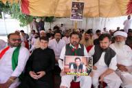 PESHAWAR, PAKISTAN, MAY 08: Activists of Tehreek-e-Insaf (PTI) are holding protest demonstration for release of PTI Founder Imran Khan, at a camp near Peshawar press club on Wednesday, May 8, 2024. (Fahad Pervez\/PPI Images