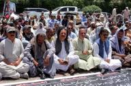 QUETTA, PAKISTAN, MAY 09: Members of Joint Action Committee University of Balochistan are holding protest demonstration against non-payment of their salaries, outside Balochistan Assembly in Quetta press club on Thursday, May 9, 2024. (Sami Khan\/PPI Images