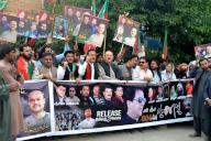 QUETTA, PAKISTAN, MAY 09: Activists of Tehreek-e-Insaf (PTI) are holding protest demonstration for release of PTI Founder Imran Khan, at Quetta press club on Thursday, May 9, 2024. (Sami Khan\/PPI Images