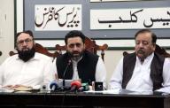 QUETTA, PAKISTAN, MAY 09: Pakistan Flour Mills Association Chairman, Syed Nasir Agha addresses to media persons during press conference, at Quetta press club on Thursday, May 9, 2024. (Sami Khan\/PPI Images