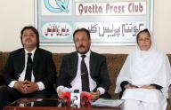 QUETTA, PAKISTAN, MAY 09: Quetta Bar Association President, Qari Rehmatullah Kakar addresses to media persons during press conference, at Quetta press club on Thursday, May 9, 2024. (Sami Khan\/PPI Images