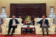 BEIJING, CHINA, MAY 16: Deputy Prime Minister and Foreign Minister, Senator Mohammad Ishaq Dar exchanging views with Wu Fulin, Chairman of EXIM Bank of China during meeting held in Beijing on Thursday, May 16, 2024. (PPI Images