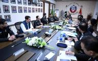 KARACHI, PAKISTAN, MAY 16: Sindh Police Inspector General (IG), Ghulam Nabi Memon presides over a high-level meeting, at CPO Headquarters in in Karachi on Thursday, May 16, 2024. (PPI Images