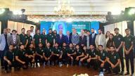 ISLAMABAD, PAKISTAN, MAY 16: Prime Minister, Muhammad Shehbaz Sharif in a group photo along with Pakistan Hockey Team for their stellar performance in the 30th Sultan Azlan Shah Hockey Tournament held in recently in Malaysia, at a reception in Islamabad on Thursday, May 16, 2024. (PPI Images
