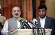 KARACHI, PAKISTAN, MAY 16: Sindh Minister for Information, Transport and Mass Transit, Excise Taxation and Narcotics Control, Sharjeel Inam Memon talking to media persons after inauguration ceremony of Orange Line Bus Service project, at Orangi Town in Karachi on Thursday, May 16, 2024. (S.Imran Ali\/PPI Images
