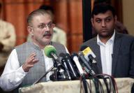 KARACHI, PAKISTAN, MAY 16: Sindh Minister for Information, Transport and Mass Transit, Excise Taxation and Narcotics Control, Sharjeel Inam Memon talking to media persons after inauguration ceremony of Orange Line Bus Service project, at Orangi Town in Karachi on Thursday, May 16, 2024. (S.Imran Ali\/PPI Images