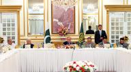 ISLAMABAD, PAKISTAN, MAY 16: Prime Minister, Muhammad Shehbaz Sharif chairs a meeting of Muslim League (PML-N) Parliamentarians, in Islamabad on Thursday, May 16, 2024. (PPI Images