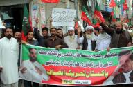 QUETTA, PAKISTAN, MAY 16: Activists of Tehreek-e-Insaf (PTI) are holding protest demonstration against attack on PTI Leader Jumma Khan Khilji, at Quetta press club on Thursday, May 16, 2024. (Sami Khan\/PPI Images