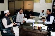 QUETTA, PAKISTAN, MAY 16: Local Government Department Secretary, Abdul Rauf Baloch exchanging views with MNA Mian Khan Bugti during meeting held in Quetta on Thursday, May 16, 2024. (Sami Khan\/PPI Images