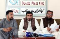 QUETTA, PAKISTAN, MAY 16: NCHD and BECS Teachers Association Balochistan Central Preident, Shaheen Khan Kakar addresses to media persons during press conference, at Quetta press club on Thursday, May 16, 2024. (Sami Khan/PPI Images