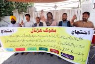 PESHAWAR, PAKISTAN, MAY 17: Members of Minority Community are holding protest demonstration for their basic rights, at Peshawar press club on Friday, May 17, 2024. (Fahad Pervez/PPI Images