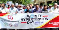 LAHORE, PAKISTAN, MAY 17: Participants are holding awareness walk on the occasion of World Hypertension Day organized by Gulab Devi Teaching Hospital in Lahore on Friday, May 17, 2024. (Babar Shah/PPI Images