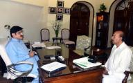 KARACHI, PAKISTAN, MAY 17: Sindh Chief Minister, Syed Murad Ali Shah exchanging views with Nisar Ahmed Khuhro, President Peoples Party (PPP) Sindh during meeting held at CM House in Karachi on Friday, May 17, 2024. (S.Imran Ali/PPI Images