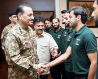 RAWALPINDI, PAKISTAN, MAY 17: Chief of Army Staff (COAS), General Asim Munir interacts with Players of Pakistan Hockey Team and appreciate their outstanding performance in Sultan Azlan Shah Cup, at General Headquarters (GHQ) in Rawalpindi on Friday, May 17, 2024. (PPI Images
