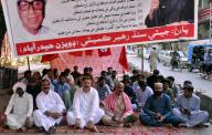 HYDERABAD, PAKISTAN, MAY 18: Leaders and activists of Jeay Sindh Rahbar Committee are holding protest demonstration for acceptance of their demands, at Hyderabad press club on Saturday, May 18, 2024. (Sajjad Zaidi/PPI Images