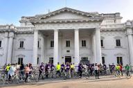 LAHORE, PAKISTAN, MAY 19: Participants are holding cycle rally for awareness of environmental climate changes organized by Pakistan Kissan Rabita Committee held in Lahore on Sunday, May 19, 2024. (Babar Shah/PPI Images
