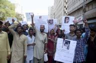 KARACHI, PAKISTAN, MAY 19: Members of Hindu Community are holding protest demonstration against rape and killing of Hindu little girl Priya Kumari in Defence area and demanding to arrest her murderers, at Karachi press club on Sunday, May 19, 2024. (S.Imran Ali/PPI Images