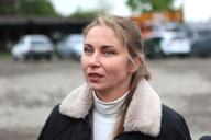 IVANO-FRANKIVSK REGION, UKRAINE - APRIL 26, 2024 - Deputy Director of the Kyiv-based company Transformers LLC Anna Tukhta answers questions from journalists during a press tour to the enterprise currently engaged in the maintenance, re-equipment and