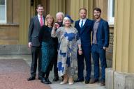 Helen Holtam with family receiving her MBE for Tutor, Friends of Erlestoke Prison, Origami Inside. For services to Prisoners. Buckingham Palace, 1st May 2024, Credit:Tony Kershaw \/ SWNS \/ Avalon