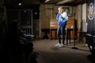 02 May 2024: Comedian Cerys Nelmes plays at The Comedy Crate comedy club at The Duke Of Wellington, Stanwick, Northamptonshire., Credit:Avalon