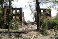 CHASIV YAR, UKRAINE - MAY 18, 2024 - An apartment block is damaged by Russian shelling, Chasiv Yar, Donetsk region, eastern Ukraine., Credit:Yuliia Ovsiannikova / Avalon