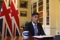 21\/05\/2024. London, United Kingdom. Prime Minister Rishi Sunak speaks with world and industry leaders on a video call at AI Seoul Summit from the study of 10 Downing Street., Credit:Simon Dawson \/ Avalon