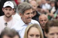 John Kerry (United States Special Presidential Envoy for Climate) at British Summer Time (BST) to watch Bruce Springsteen, Hyde Park, London on 8 July 2023., Credit:Dafydd Owen / Avalon