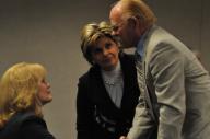 Katie Calloway Hall left an alleged victim of Phillip Garrido talks with Ken Slayton biological father of Jaycee Lee Dugard while attorney Gloria Allred looks on Thursday in El Dorado Superior Court where Phillilp and Nancy Garrido made a ...