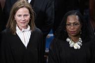 UNITED STATES - FEBRUARY 7: Supreme Court Justices Amy Coney Barrett, left, and Ketanji Brown Jackson attend President Joe Bidenâs State of the Union address in the House Chamber of the U.S. Capitol on Tuesday, February 7, 2023. (Tom Williams/CQ Roll Call