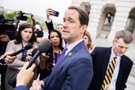 UNITED STATES - APRIL 19: Rep. Jim Himes, D-Conn., talks with reporters outside the U.S. Capitol after the House passed the foreign aid package rule on Friday, April 19, 2024. (Tom Williams\/CQ Roll Call