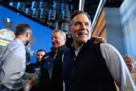 UNITED STATES - APRIL 25: Dave McCormick, Republican U.S. Senate candidate from Pennsylvania, talks with guests during a campaign rally at Beerded Goat Brewery in Harrisburg, Pa., on Thursday, April 25, 2024. (Tom Williams\/CQ Roll Call