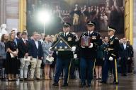 UNITED STATES - APRIL 29: The remains of Army Col. Ralph Puckett, Jr., the last Korean War Medal of Honor recipient to pass away, are carried into the U.S. Capitol Rotunda to lie in honor on Monday April 29, 2024. (Tom Williams\/CQ Roll Call
