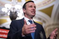 UNITED STATES - MAY 8: Sen. Chris Murphy, D-Conn., conducts a news conference after the senate luncheons in the U.S. Capitol on Wednesday, May 8, 2024. (Tom Williams\/CQ Roll Call