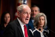 WASHINGTON - MAY 9: Sen. Jim Risch, R-Idaho, speaks during the Senate Republicansâ news conference in the U.S. Capitol on a resolution that condemns any action by the Biden Administration to withhold or restrict weapons for Israel on Thursday , May 9, 2024. (Bill Clark\/CQ Roll Call