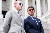 UNITED STATES - MAY 8: Stephen Miller, left, and Hogan Gidley, former aides in the Trump White House, attend a news conference at the House steps of the U.S. Capitol to introduce the âSafeguard American Voter Eligibility (SAVE) Act," which would require proof of U.S. citizenship to register to vote in federal elections, on Wednesday, May 8, 2024. (Tom Williams/CQ Roll Call
