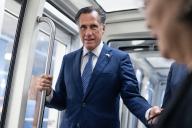 UNITED STATES - MAY 21: Sen. Mitt Romney, R-Utah, is seen on the senate subway in the U.S. Capitol on Tuesday, May 21, 2024. (Tom Williams/CQ Roll Call