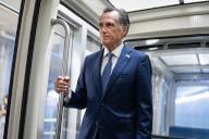 UNITED STATES - MAY 21: Sen. Mitt Romney, R-Utah, is seen on the senate subway in the U.S. Capitol on Tuesday, May 21, 2024. (Tom Williams/CQ Roll Call