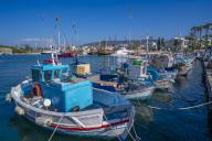 View of boats and ships in Kos Harbour, Kos Town, Kos, Dodecanese, Greek Islands, Greece, Europe