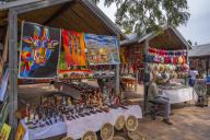 View of souvenir and craft stalls on St. George Street, Knysna Central, Knysna, Western Cape Province, South Africa, Africa
