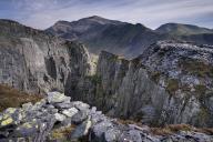 Mount Snowdon (Yr Wyddfa) from Dinorwig Slate Quarry, Snowdonia National Park (Eryri), North Wales, United Kingdom, Europe