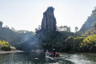Rafting on the River of Nine Bends, Wuyi Mountains, UNESCO World Heritage Site, Fujian, China, Asia