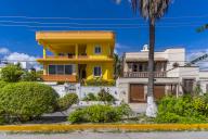 View of colourful property at Puerto Morelos, Caribbean Coast, Yucatan Peninsula, Riviera Maya, Mexico, North America