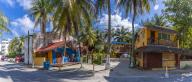 View of colourful bar at Puerto Morelos, Caribbean Coast, Yucatan Peninsula, Riviera Maya, Mexico, North America