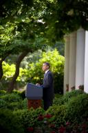 President Barack Obama delivers remarks on Wall Street reform legislation in the Rose Garden of the White House, May 20, 2010. (Samantha Appleton/ PSG)