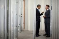 President Barack Obama talks with California Gov. Arnold Schwarzenegger during a tour of Solyndra, Inc., in Fremont, Calif., May 26, 2010. (Pete Souza/ PSG)