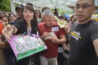 Cesar Millan, a Mexican American dog trainer, is mobbed by fans in Stanley Plaza. Millan is a self-taught dog expert and is widely known for his television series Dog Whisperer with Cesar Millan. Millan was talking about dog behaviour at the ...